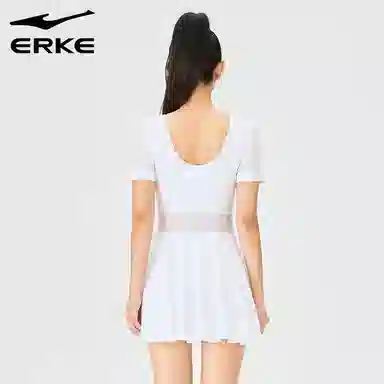 鸿星尔克 纯色修身遮肚简约连体泳装 白色