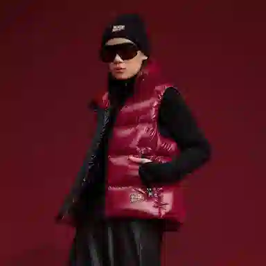 高梵 纯色立领拉链保暖马甲 男女同款 安可拉红