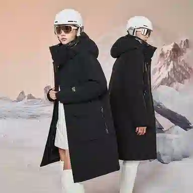 高梵 黑金鹅绒户外风壳中长款厚款百搭时尚羽绒服 男女同款 黑色