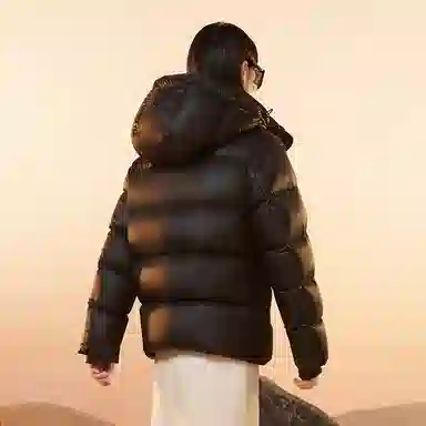 高梵 五格短款加厚纯色长袖羽绒服 男女同款 黑色