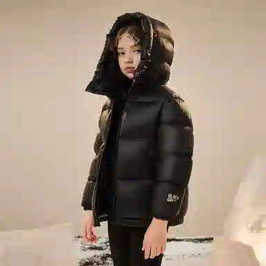 高梵 黑金鹅绒小火山亲子装短款加厚羽绒服 儿童款