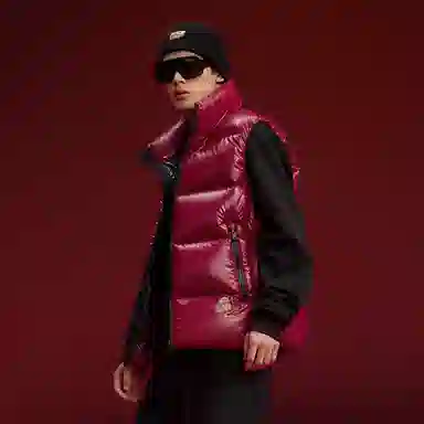 高梵 纯色立领拉链保暖马甲 男女同款 安可拉红