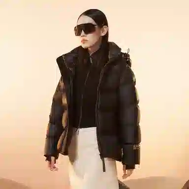 高梵 五格短款加厚纯色长袖羽绒服 男女同款 黑色