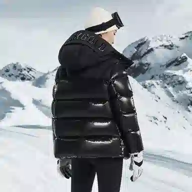 高梵 黑金鹅绒服皇室大师系列五格飞天绒皇长袖拉链羽绒服 男女同款 黑色
