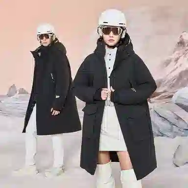 高梵 黑金鹅绒户外风壳中长款厚款百搭时尚羽绒服 男女同款 黑色