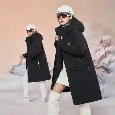 高梵 黑金鹅绒户外风壳中长款厚款百搭时尚羽绒服 男女同款 黑色