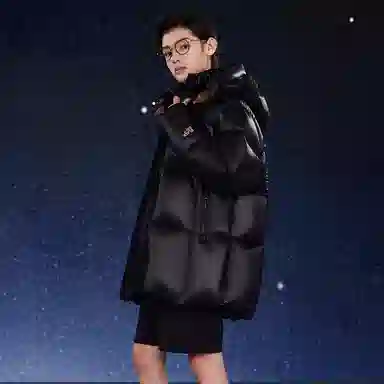 高梵 时尚洋气舒适纯色加厚中长款长袖羽绒服 黑色 青少年