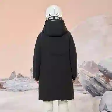 高梵 黑金鹅绒户外风壳中长款厚款百搭时尚羽绒服 男女同款 黑色