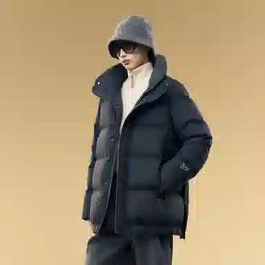高梵 袖口字母刺绣连帽保暖加厚羽绒服 女款 意式灰