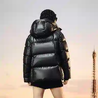 高梵 纯色连帽加厚短款羽绒服 男女同款 拿破仑黑