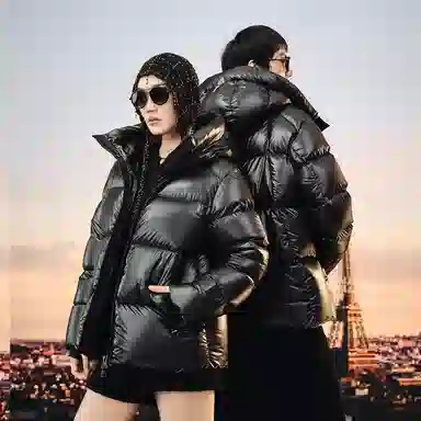 高梵 纯色连帽加厚短款羽绒服 男女同款 拿破仑黑