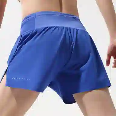 马孔多 美式复古时尚设计感舒适轻便透气吸汗速干纯色运动短裤 男款 电光靛蓝