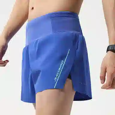 马孔多 美式复古时尚设计感舒适轻便透气吸汗速干纯色运动短裤 男款 电光靛蓝