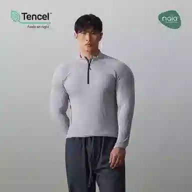 无畏东方 无观天丝醋酸半拉紧身衣秋季薄款高弹休闲运动长袖上衣 男女同款