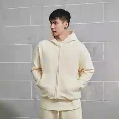 无畏东方纯色拉链卫衣外套纯色极简重磅休闲运动百搭连帽开衫 男女同款