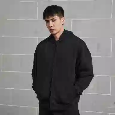 无畏东方纯色拉链卫衣外套纯色极简重磅休闲运动百搭连帽开衫 男女同款