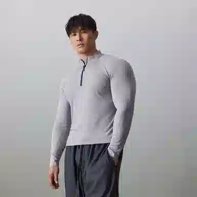无畏东方 无观天丝醋酸半拉紧身衣秋季薄款高弹休闲运动长袖上衣 男女同款