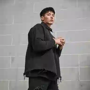 无畏东方 破损流苏美式宽松衬休闲长袖衬衫 男女同款 黑色