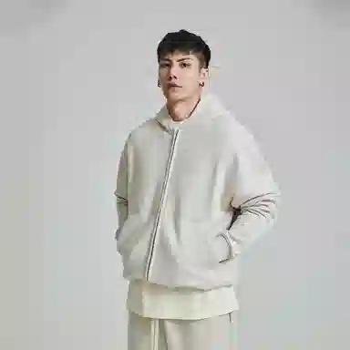 无畏东方纯色拉链卫衣外套纯色极简重磅休闲运动百搭连帽开衫 男女同款