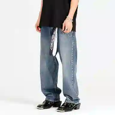 KGK Vintage Loose Straight Jeans Blue