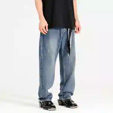 KGK Vintage Loose Straight Jeans Blue