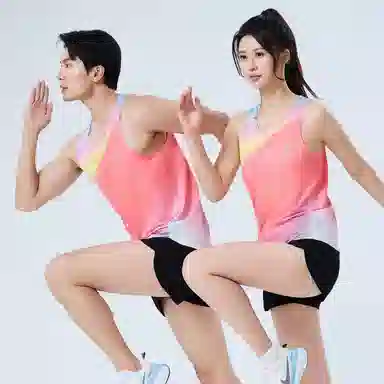 赛琪 渐变多色时尚马拉松训练跑步运动户外休闲薄款透气吸湿排汗透气无袖投篮服篮球田径背心 男女同款