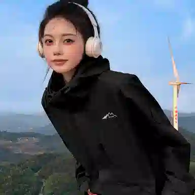 赛琪 户外简约纯色基础款防风防水连帽登山骑行露营徒步宽松休闲百搭加绒加厚内胆三合一夹克绒感外套 男女同款
