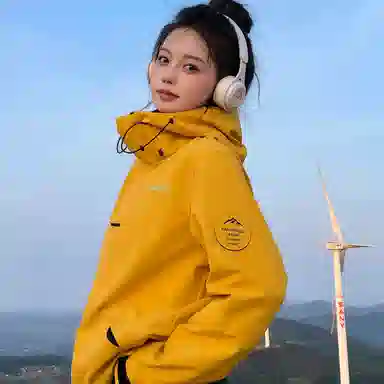 赛琪 户外简约纯色基础款防风防水连帽登山骑行露营徒步宽松休闲百搭加绒加厚内胆三合一夹克绒感外套 男女同款