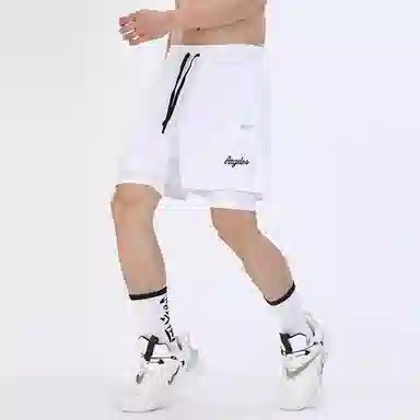 赛琪 美式潮流拼接假两件网眼设计宽松百搭篮球训练舒适时尚透气户外吸湿排汗双层打底休闲短裤 男女同款
