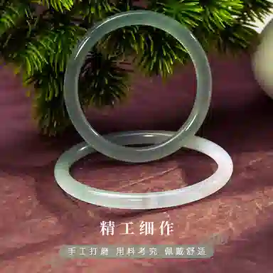 聆听花开 绿青梅叮当镯新中式个性优雅精致气质旗袍国风典雅国潮油青素圈细圆条#好运 玉髓 手镯 女款