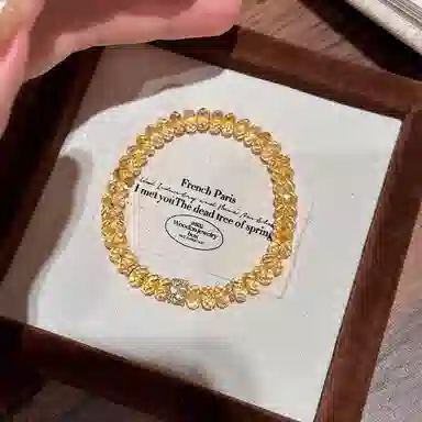 聆听花开 暴富盘缠设计款切面算盘转运珠幸运石轻奢高级感串珠手饰本命年处理 黄水晶 手串 女款