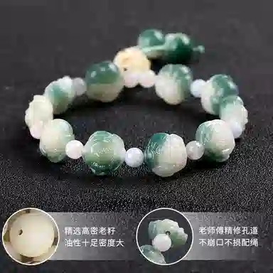 聆听花开 雕刻炭烧招财绕指柔文玩佛珠文雅气质精致复古创意设计好运福气时尚搭配古典韵味高级感小众 菩提根 山茶花手串 男女同款情侣款