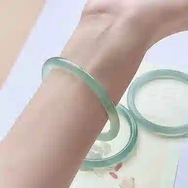 聆听花开 绿青梅叮当镯新中式个性优雅精致气质旗袍国风典雅国潮油青素圈细圆条#好运 玉髓 手镯 女款