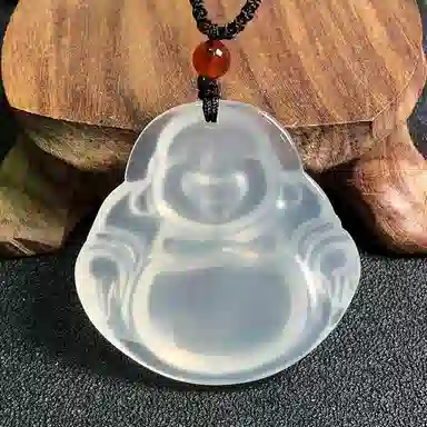 聆听花开 新中式弥勒小佛吊坠 挂坠佛公好运 玉髓 玉石项链 男女同款情侣款