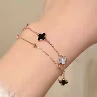 聆听花开 金色四叶草轻奢小众设计高级感 气质精致高颜值仙女仙气性可调节 铜 手链 女款