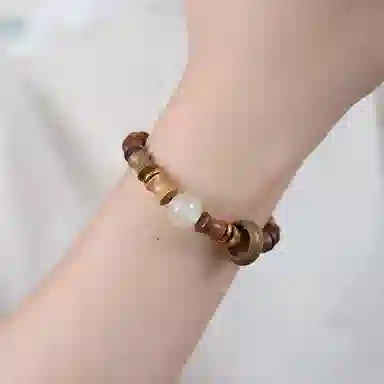 聆听花开 平安喜乐文玩新中式国潮小众设计感简约复古个性轻奢高级感优雅精致文艺民族风手饰品绛颜 绿檀 手串 男女同款情侣款