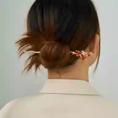 聆听花开 国朝柿柿如意系列 盘发古风气质发钗小众高级感头饰百搭汉服旗袍#好运 合金 发簪 女款