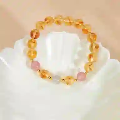 聆听花开 转运珠招财吉祥顺心 福报平安新中式小众高级感合成/人造 黄水晶 手串 男女同款情侣款