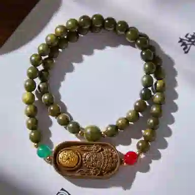 聆听花开 新中式复古高级感 绿檀 手串 男女同款情侣款