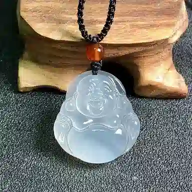 聆听花开 新中式弥勒小佛吊坠 挂坠佛公好运 玉髓 玉石项链 男女同款情侣款