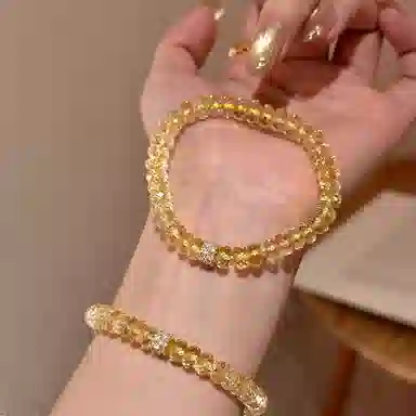 聆听花开 暴富盘缠设计款切面算盘转运珠幸运石轻奢高级感串珠手饰本命年处理 黄水晶 手串 女款