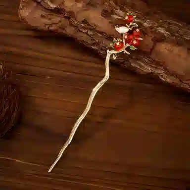 聆听花开 国朝柿柿如意系列 盘发古风气质发钗小众高级感头饰百搭汉服旗袍#好运 合金 发簪 女款