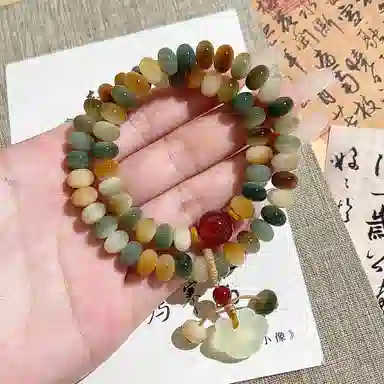 聆听花开 八方来财事业有成文玩新中式小众复古国潮吉祥如意平安喜乐万事顺遂轻奢高级感寓意好运洛誉元清 菩提根 手串 男女同款情侣款