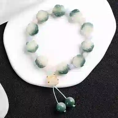 聆听花开 雕刻炭烧招财绕指柔文玩佛珠文雅气质精致复古创意设计好运福气时尚搭配古典韵味高级感小众 菩提根 山茶花手串 男女同款情侣款