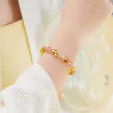 聆听花开 转运珠招财吉祥顺心 福报平安新中式小众高级感合成/人造 黄水晶 手串 男女同款情侣款