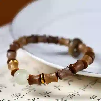 聆听花开 平安喜乐文玩新中式国潮小众设计感简约复古个性轻奢高级感优雅精致文艺民族风手饰品绛颜 绿檀 手串 男女同款情侣款