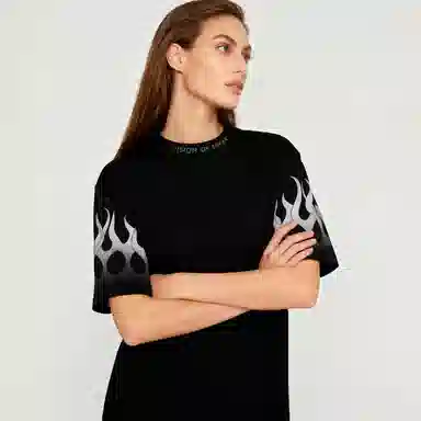 Vision of Super FW23 Flame Print Crewneck T-Shirt Black