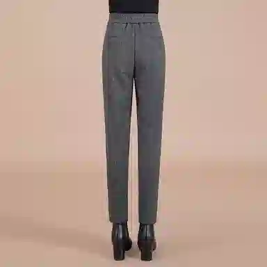 丝柏舍 高腰人字纹哈伦裤松紧腰九分显瘦休闲裤 女款