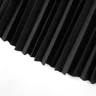 她池 纯色百褶半身休闲长裙 女款 黑色