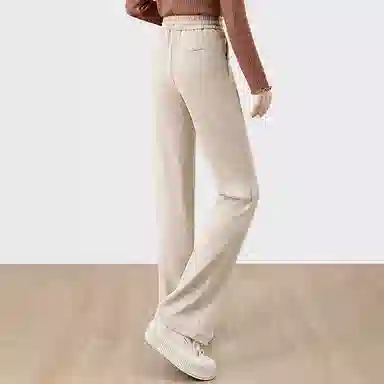 丝柏舍 阔腿纯色简约休闲裤 女款 燕麦色